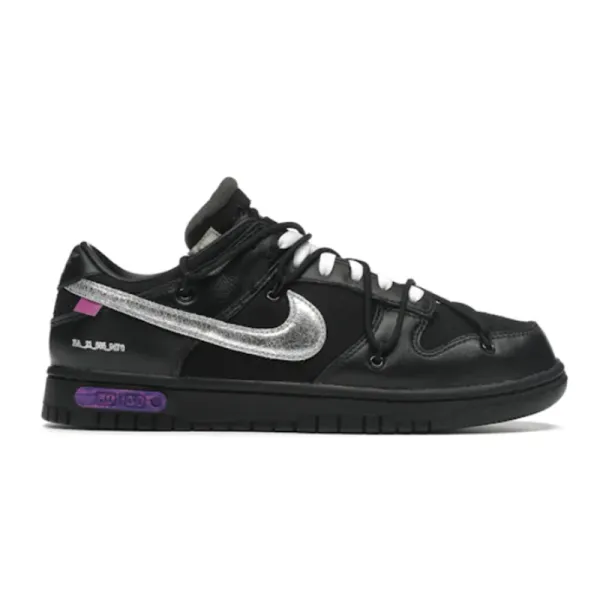 Nike x Off-White Dunk Low Black Silver Purple Sneakers - 2