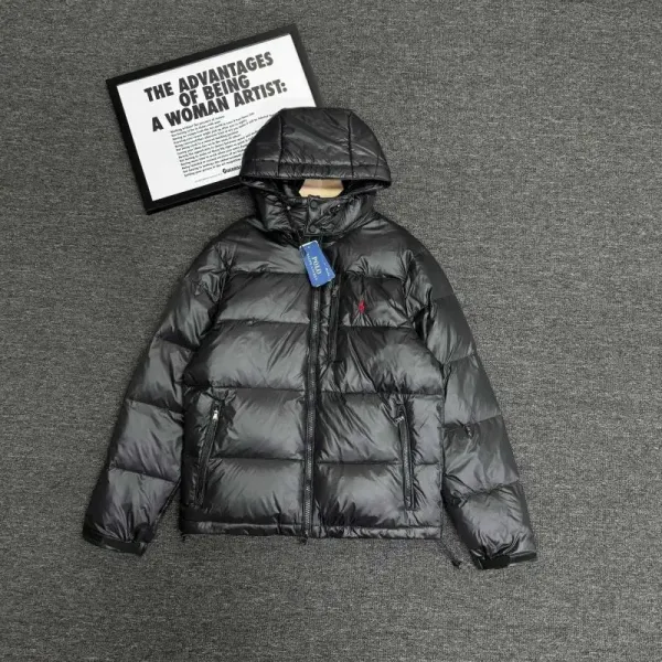 Polo Ralph Lauren Down Jacket Black Hooded Puffer - 1