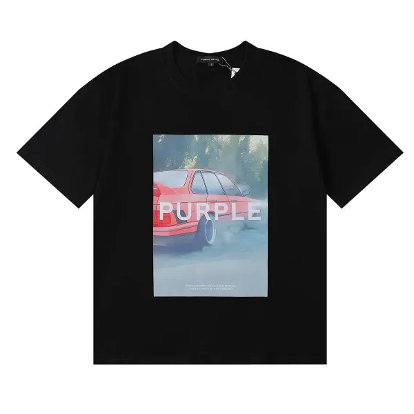 Purple Brand Car Print Graphic Black T-Shirt - 4