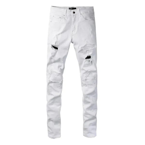 Amiri Distressed White Ripped Jeans - 1