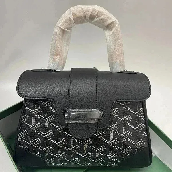 Goyard Saint Louis Mini Black Canvas Handbag - 1