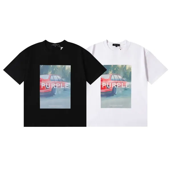 Purple Brand Car Print Graphic Black T-Shirt - 2