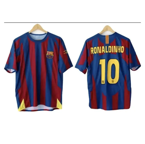 FC Barcelona 2003-04 Home Jersey Ronaldinho #10 Blue Red Striped Jersey - 1