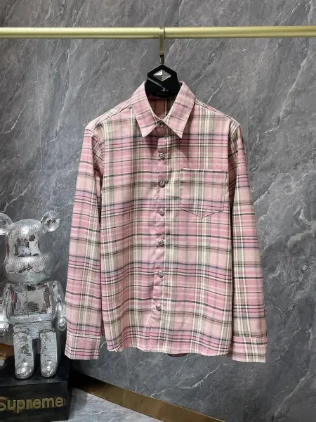 Burberry Pink Check Cotton Shirt - 10