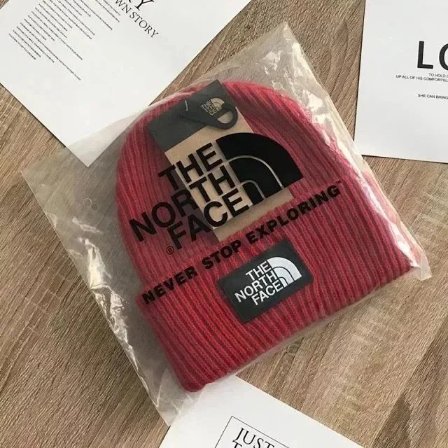 The North Face Logo Beanie Pink Knit Hat - 4