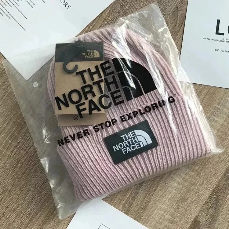The North Face Logo Beanie Pink Knit Hat - 1