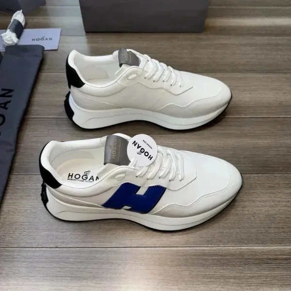 Hogan H222 White and Navy Blue Chunky Sneakers - 1