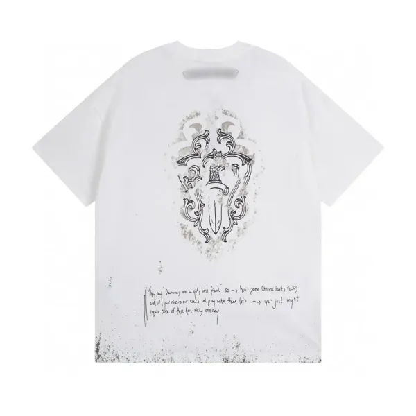 Chrome Hearts Cross Floral Print White T-Shirt - 6