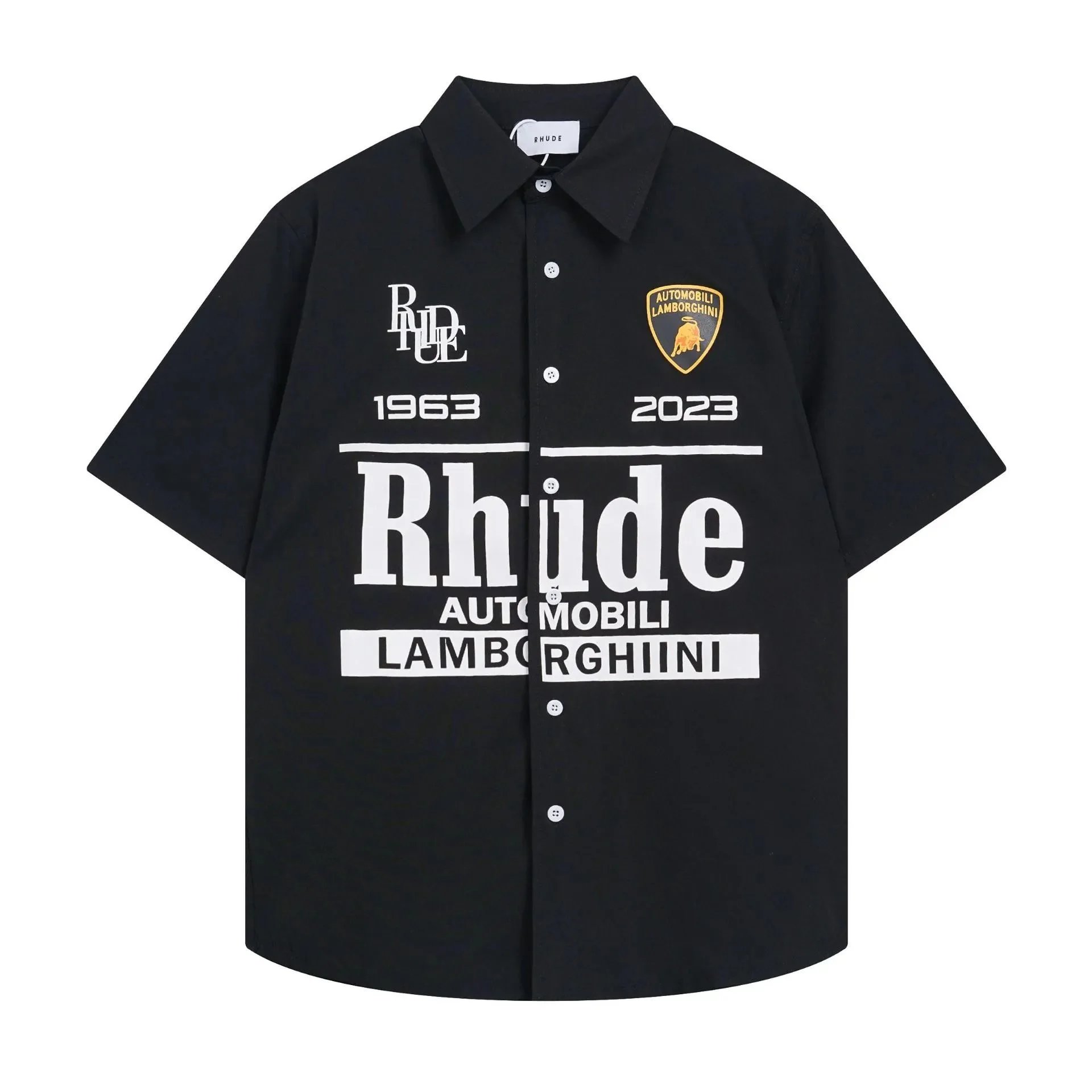Rhude Palm Tree Embroidered Color-Block Shirt Brown/Green - 11