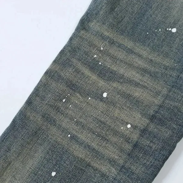 Purple x Unknown Artist Distressed Paint-Splatter Slim Fit Jeans - 9
