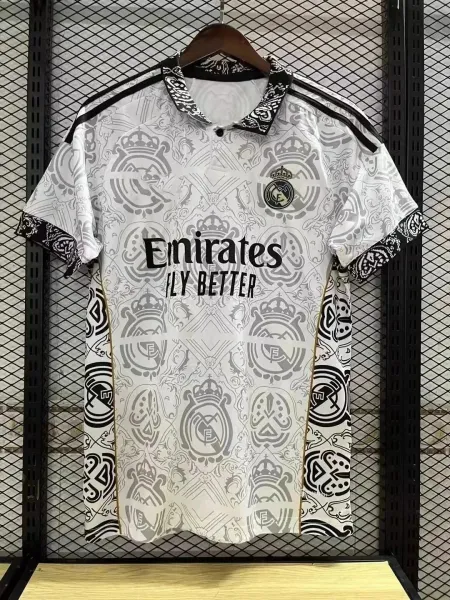 Real Madrid x Emirates All-Over Crest Print White Polo Shirt - 1
