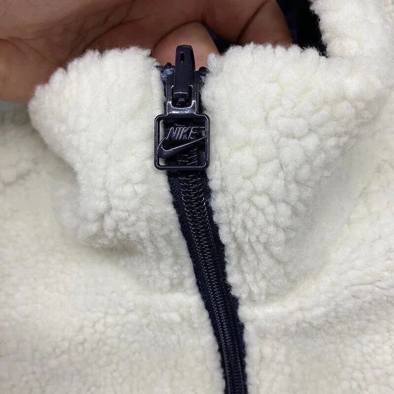 Nike Fleece Jacket White/Black Swoosh Outerwear - 5