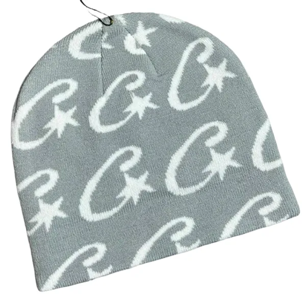 Design C-Logo Star Print Gray Beanie - 1