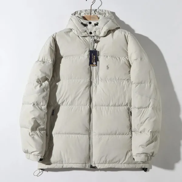 Polo Ralph Lauren Down Jacket Beige Hooded Puffer - 1