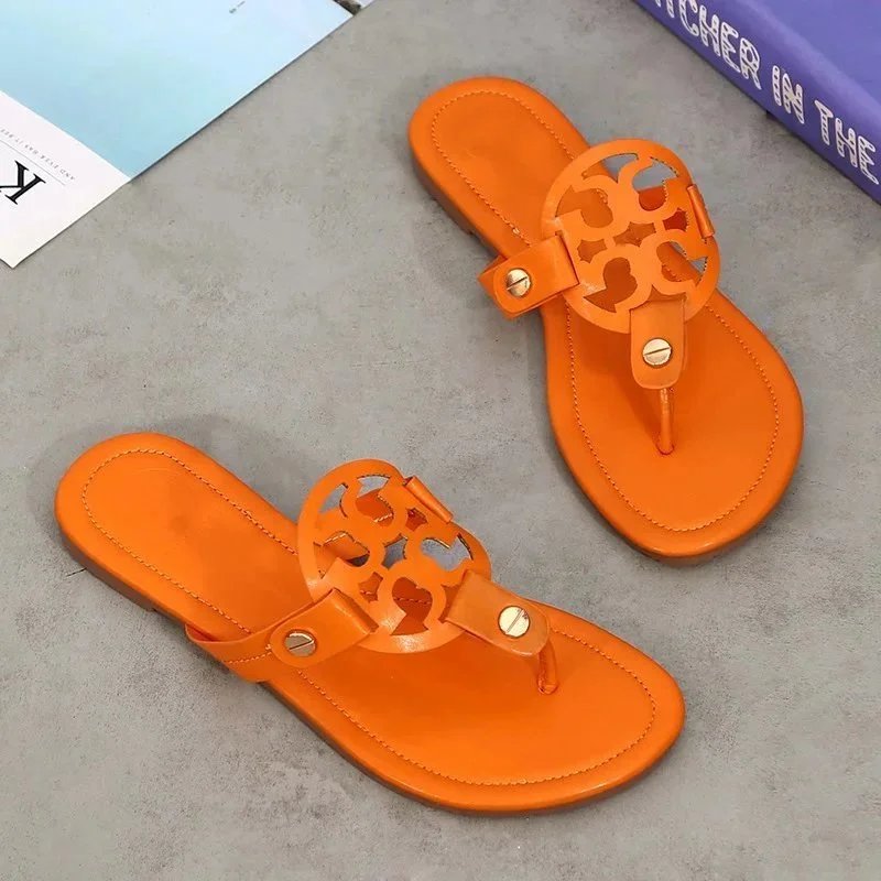 Tory Burch Miller Orange Flat Thong Sandals - 1