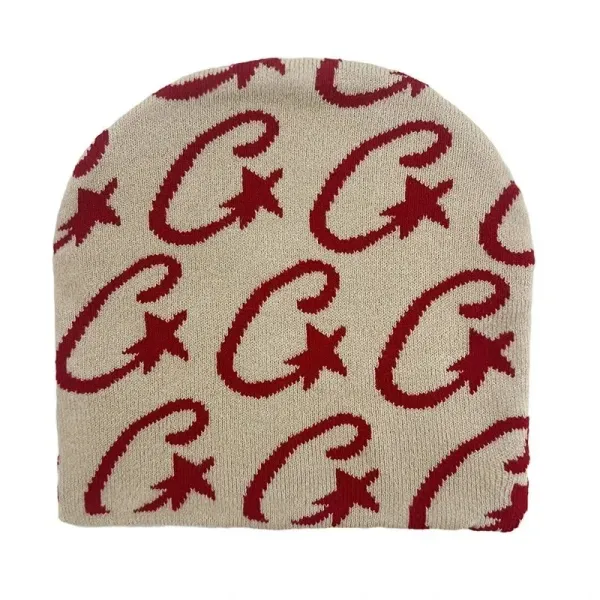 Gucci GG Star Beige Knit Beanie - 1