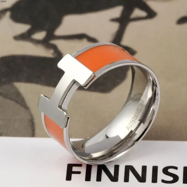 Hermès Clic H Ring Orange Enamel Silver-Tone Ring - 1