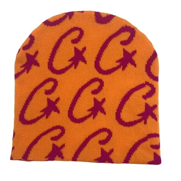 Coca-Cola x Streetwear Beanie Orange Purple Logo Knit Hat - 1