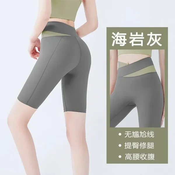 High-Waisted Biker Shorts in Sea Rock Gray Activewear - 1