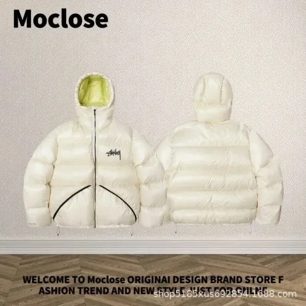 Moclose x Stussy Puffer Jacket Cream with Lime Lining Down-Jacket - 1