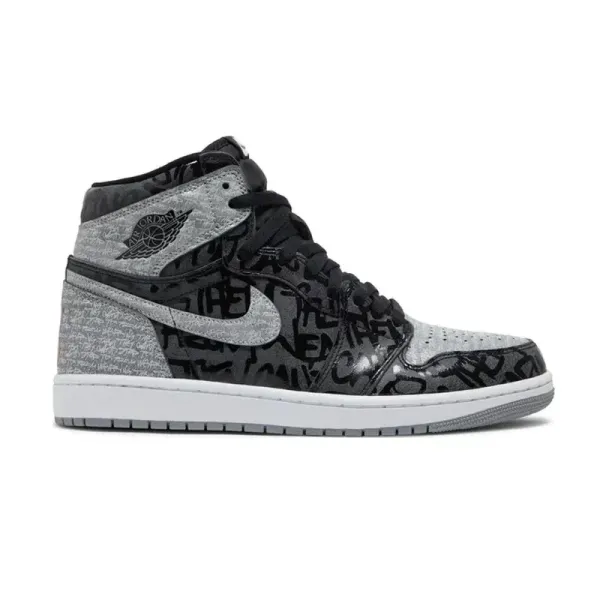 Air Jordan 1 High OG 'Graffiti' Black/Gray Sneakers - 1