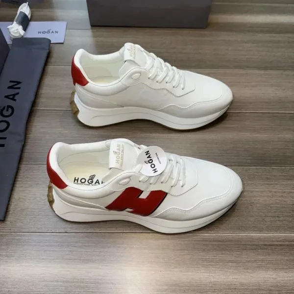 Hogan H222 White and Red Chunky Sneakers - 1