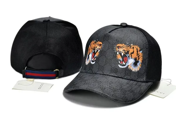 Gucci Tiger Embroidered Baseball Cap Black - 1