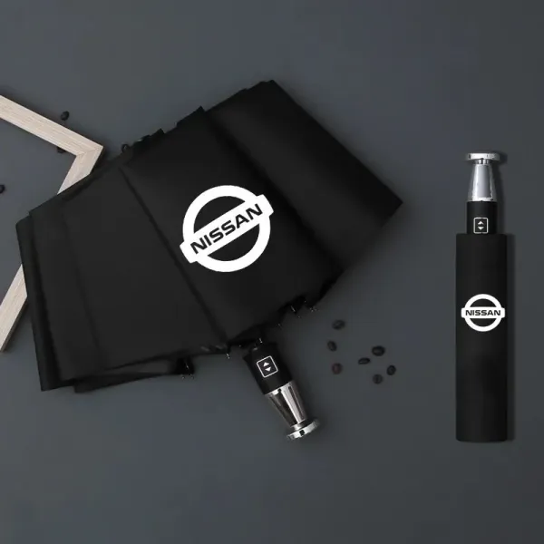 Nissan Logo Auto-Open Compact Umbrella Black - 1