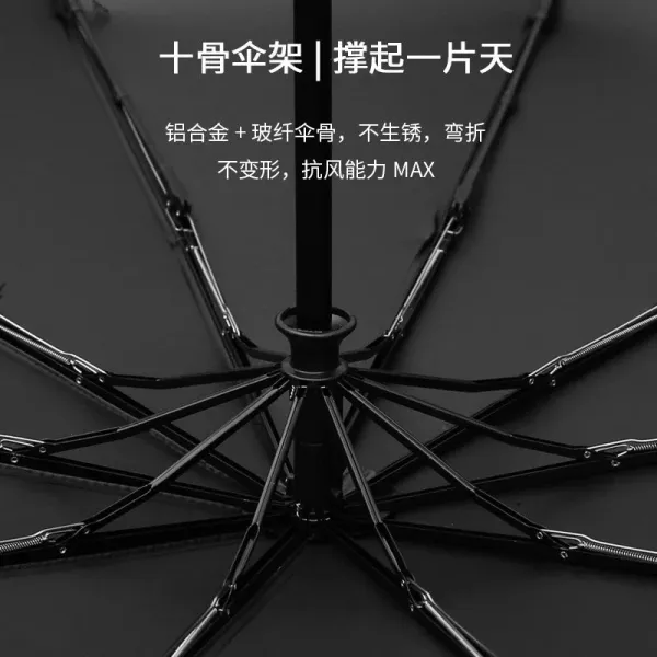 Mazda Logo Print Black Auto-Open Umbrella - 8