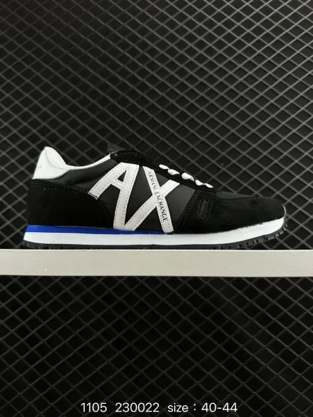 Armani Exchange AX Runner Black White Blue Sneakers - 1