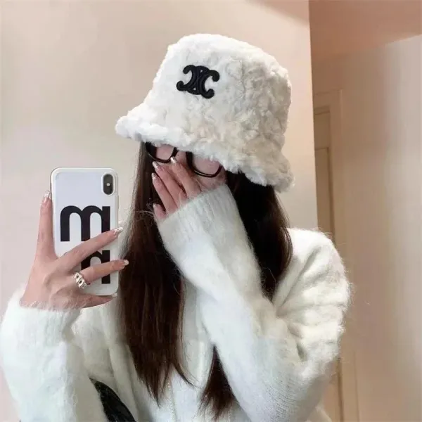 Chanel CC Logo Faux Fur Bucket Hat Black - 4