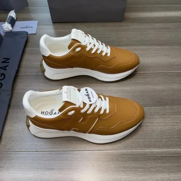 Hogan H222 Tan Leather Chunky Sneakers - 1