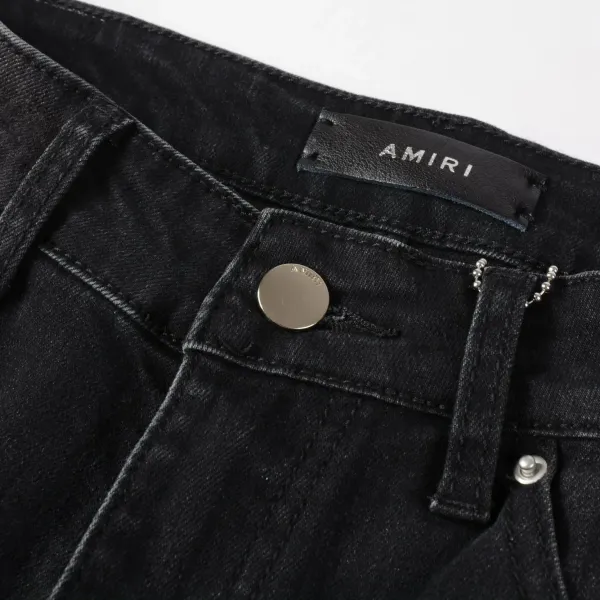 Distressed Printed Patchwork Black Jeans - 5