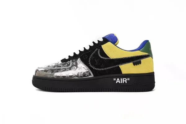 Louis Vuitton x Nike Air Force 1 Low Monogram Transparent Yellow Black Sneakers - 1