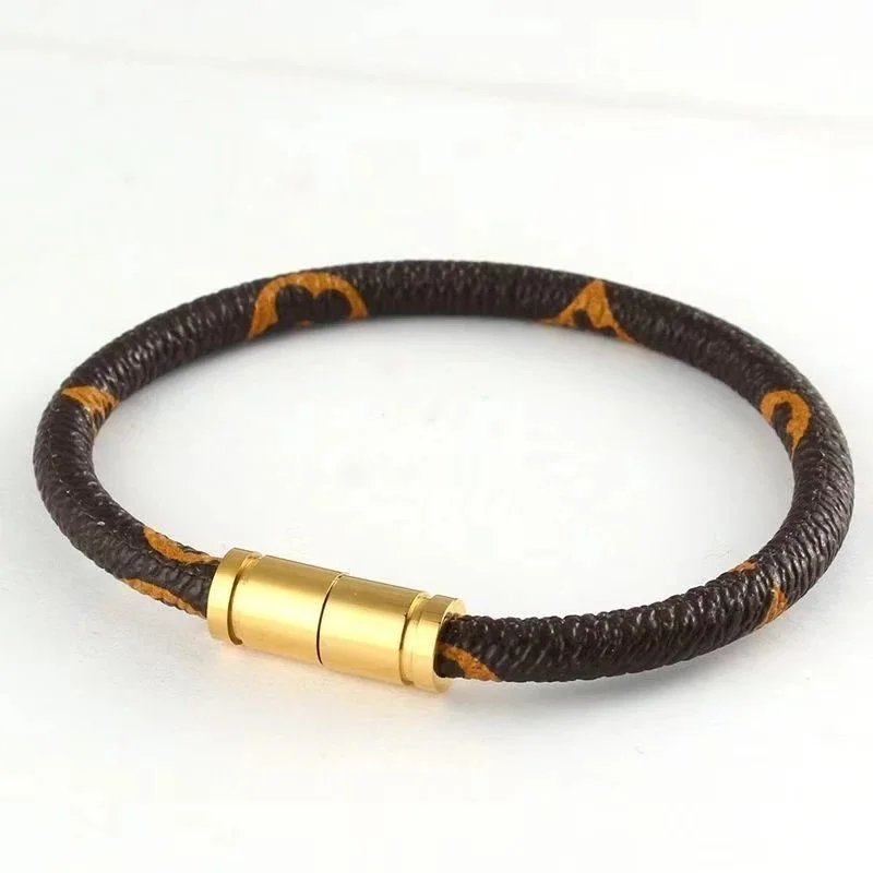 Design Braided Leather Bracelet with Gold Magnetic Clasp Black Bracelet - 5