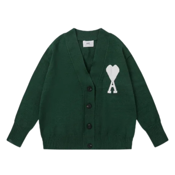 Ami Paris Heart Logo Cardigan Yellow - 6