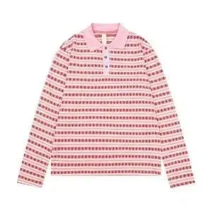 Design Striped Polo Shirt in Pink and Red - 1