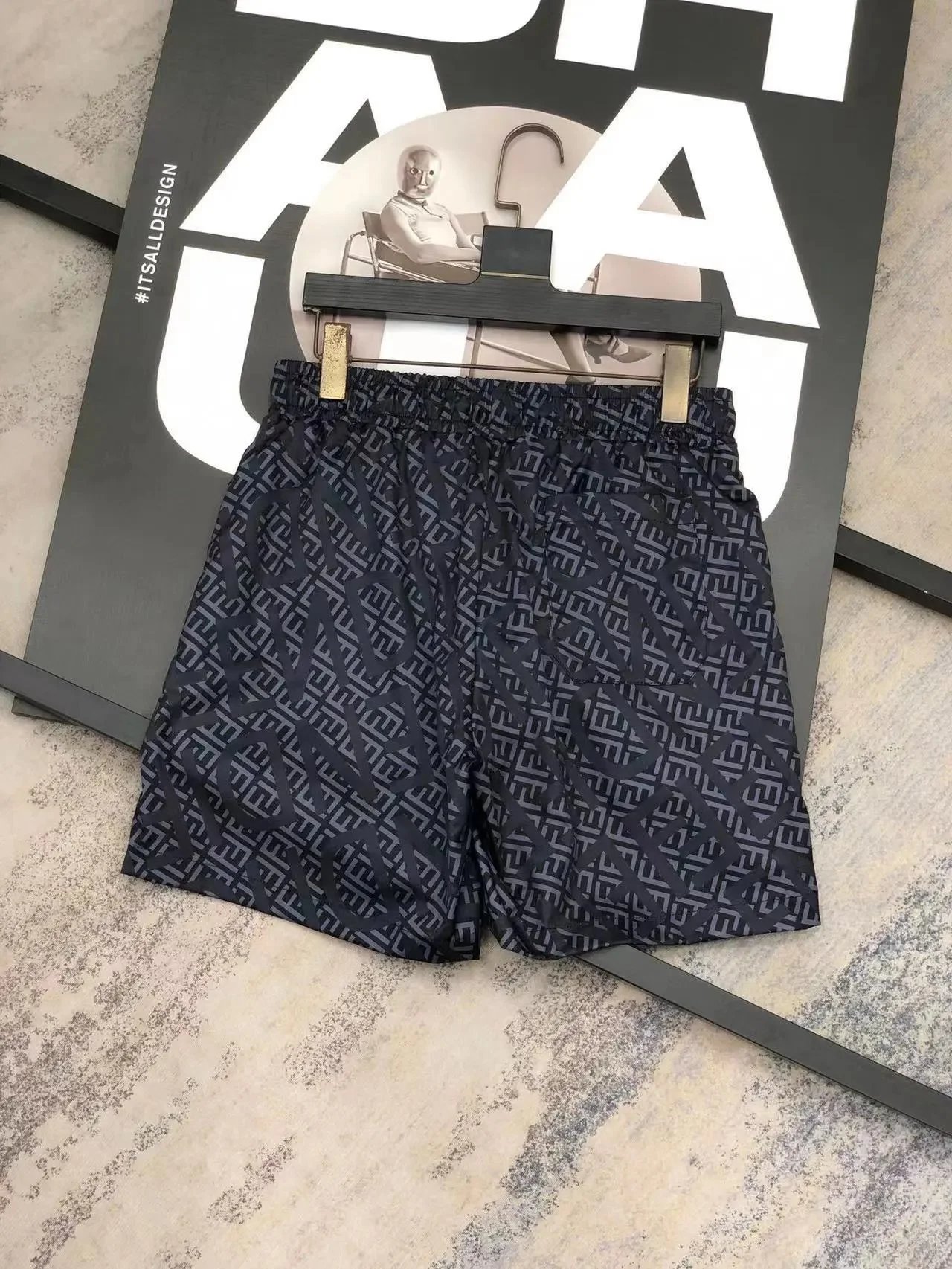 Fendi FF Monogram Swim Shorts Navy - 5