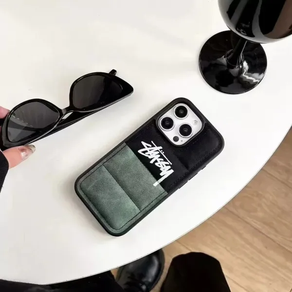 Stüssy Cardholder Phone Case Black & Olive Green Phone Case - 1