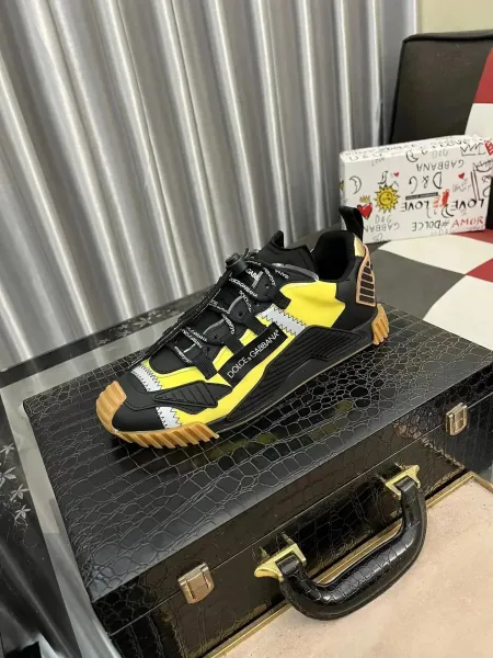 Dolce & Gabbana D&G Speed Yellow Black Chunky Sneakers - 1