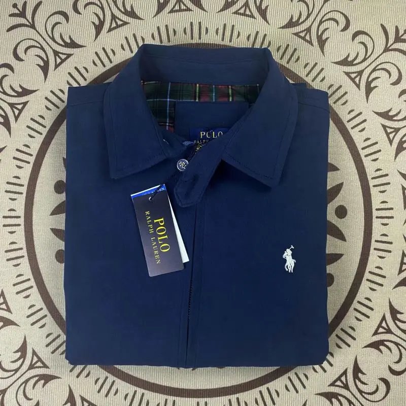 Polo Ralph Lauren Classic Cotton Twill Jacket White with Burgundy Collar - 9