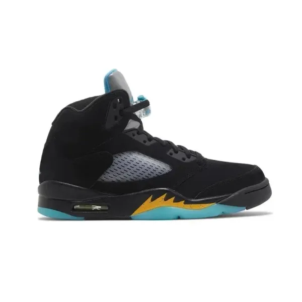 Air Jordan 5 Retro 'Laney' Black Turquoise Yellow Sneakers - 1