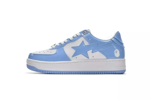 A Bathing Ape Bape Sta Low Light Blue Patent Sneakers - 1