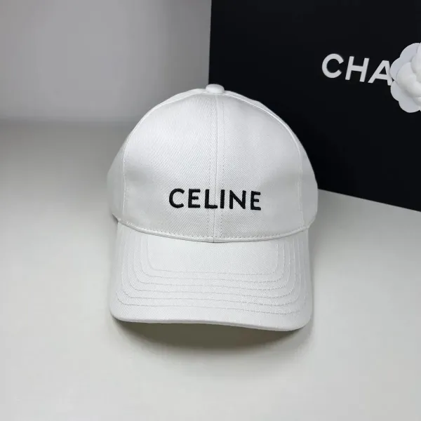 Celine Logo Embroidered Black Baseball Cap - 10