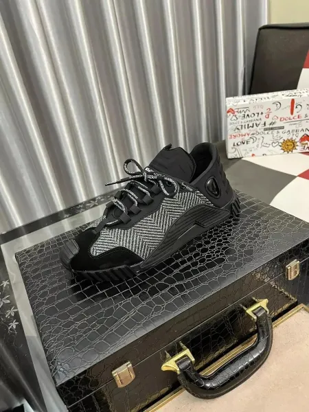 Dolce & Gabbana DG Biker Sneakers Black and Gray Herringbone Sneakers - 1