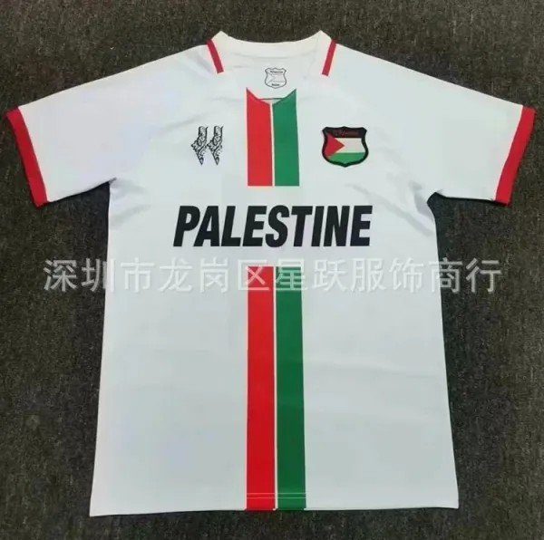 Palestine National Football Team Inspired Jersey White Red Green - 1