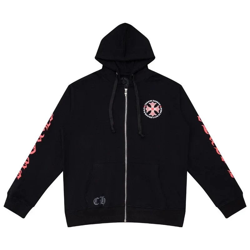 Chrome Hearts Floral Sleeve Zip-Up Hoodie White and Black - 8