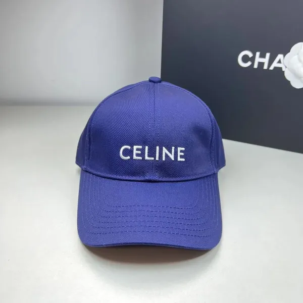 Celine Logo Embroidered Black Baseball Cap - 11