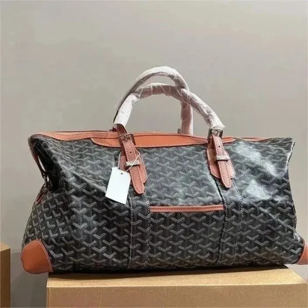 Goyard Saint-Louis Duffle Bag Black and Tan Canvas Travel Bag - 1