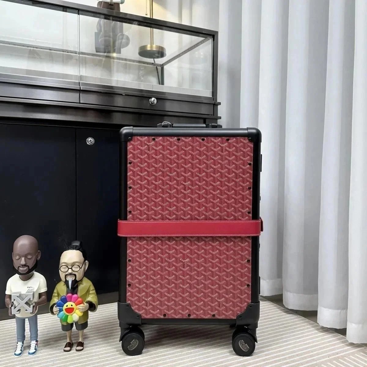 Goyard Saint Louis Expandable Rolling Suitcase Burgundy Travel Bag - 1